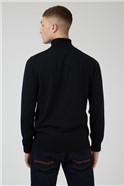  Black Cotton Signature Knitted Roll Neck Jumper