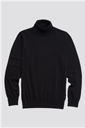  Black Cotton Signature Knitted Roll Neck Jumper