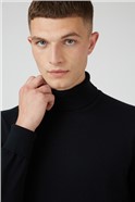  Black Cotton Signature Knitted Roll Neck Jumper