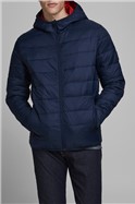 JACK & JONES Navy Hooded Puffer Jacket