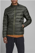 JACK & JONES Green Zip Through Puffer Jacket