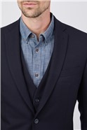  Navy Herringbone Tailored Suit Jacket