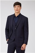  Tailored Fit Navy Rust Windowpane Check Jacket