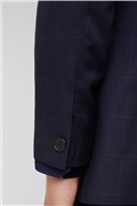  Tailored Fit Navy Rust Windowpane Check Jacket