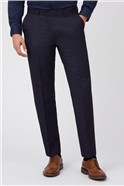  Tailored Fit Navy Rust Windowpane Check Trousers