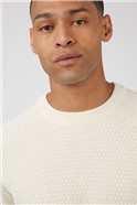  Textured Front Crew Neck Jumper