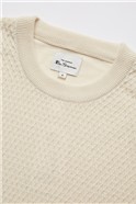  Textured Front Crew Neck Jumper