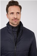  Navy Square Quilted Puffer Jacket