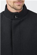  Regular Fit Charcoal Funnel Neck Overcoat