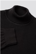  Black Watson Textured Front Roll Neck Jumper