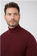  Wine Red Watson Textured Front Roll Neck Jumper