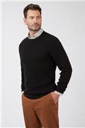  Black Stewart Rib Cable Crew Neck Jumper