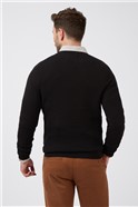  Black Stewart Rib Cable Crew Neck Jumper