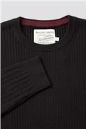  Black Stewart Rib Cable Crew Neck Jumper