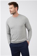  Silver Grey Stewart Argyle Texture Crew Neck Jumper