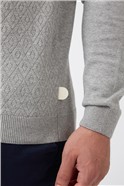  Silver Grey Stewart Argyle Texture Crew Neck Jumper