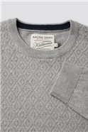  Silver Grey Stewart Argyle Texture Crew Neck Jumper