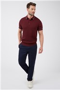  Wine Red Henton Textured Knitted Polo Shirt