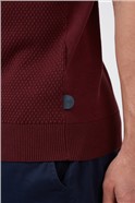  Wine Red Henton Textured Knitted Polo Shirt