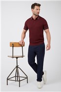  Wine Red Henton Textured Knitted Polo Shirt