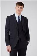  Navy Texture Slim Fit Waistcoat