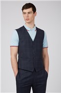  Regular Fit Navy & Caramel Waistcoat