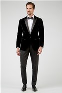  Tailored Fit Black Velvet Jacket