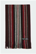  Red, Black And Grey Stripe Scarf