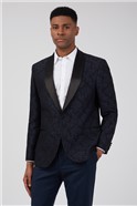  Regular Fit Navy Floral Jacquard Jacket