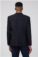  Regular Fit Navy Floral Jacquard Jacket