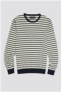  Long Sleeved Striped Knitted Crew Neck Jumper