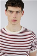  Short Sleeve Stripe Knitted Crew Neck T-Shirt