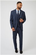  Navy Caramel Check Regular Fit Waistcoat