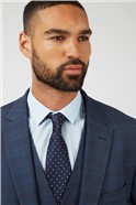  Navy Caramel Check Regular Fit Waistcoat