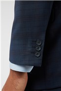  Navy Caramel Check Regular Fit Waistcoat