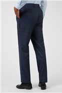  Navy Caramel Check Regular Fit Trousers