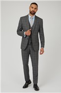  Charcoal Blue Checked Waistcoat