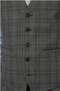  Charcoal Blue Checked Waistcoat