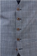  Regular Fit Light Blue Check Waistcoat