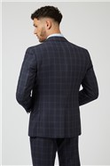  Tailored Fit Navy Caramel Check Waistcoat