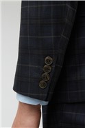  Navy Caramel Checked Waistcoat