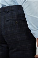  Slim Fit Navy with Caramel Check Trousers