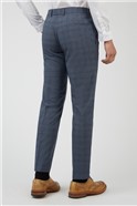  Slim Fit Blue Texture Check Trousers