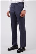  Tailored Fit Navy & Berry Checked Suit