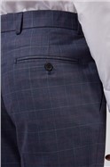  Tailored Fit Navy Berry Check Trousers