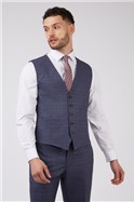  Tailored Fit Navy & Berry Checked Suit