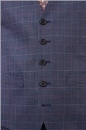  Tailored Fit Navy & Berry Checked Suit
