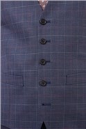  Tailored Fit Navy & Berry Checked Suit