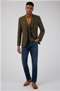  Tailored Fit Green Herringbone Jacket