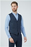  Slim Fit Navy Check Waistcoat